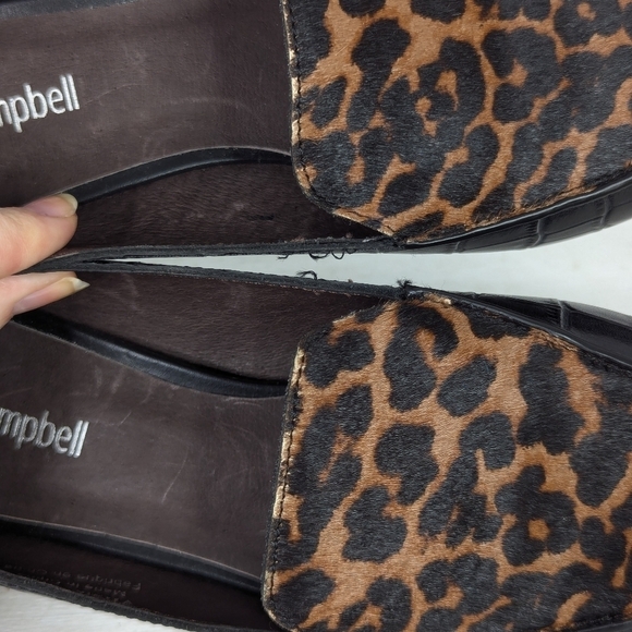 Jeffrey Campbell Viona Leopard Print Croc Wood Heel Pointed Loafers - Picture 7 of 8